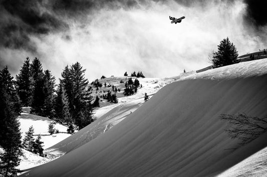 Professional snowboarder Torstein Horgmo does a perfect method air in Switzerland