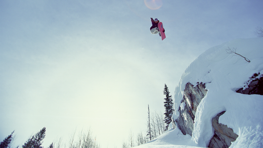 Snowboarder Dave Downing Snowboarding at Brighton Resort