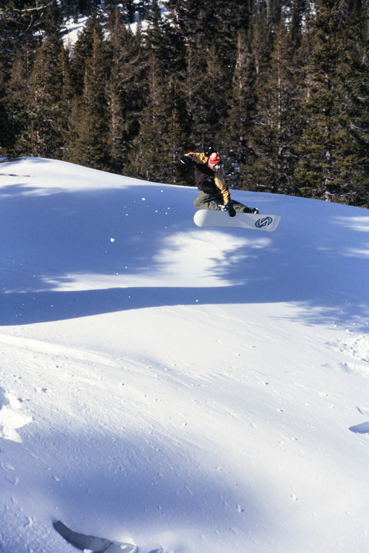 Snowboarder Ian Ruhter does a perfect method air in South Lake Tahoe, California