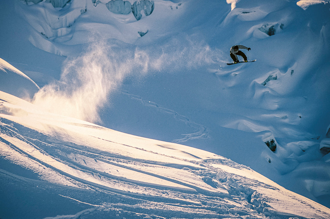 Snowboarding on the Saas Fee Glacier in Switzerland